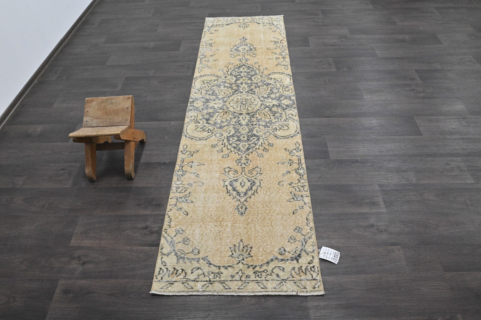 Vintage Turkish Runner Rug 2x8ft Wool Anatolian Handmade Hallway Oushak BEIGE gallery