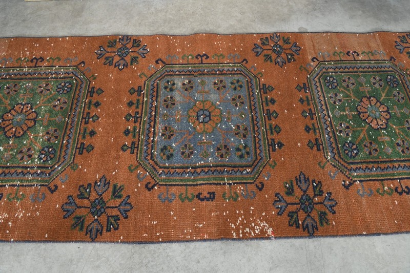Oushak Runner Rugs Turkish Runner Hand-Knotted Carpet Vintage Rug 3 x 11 ft 429 gallery