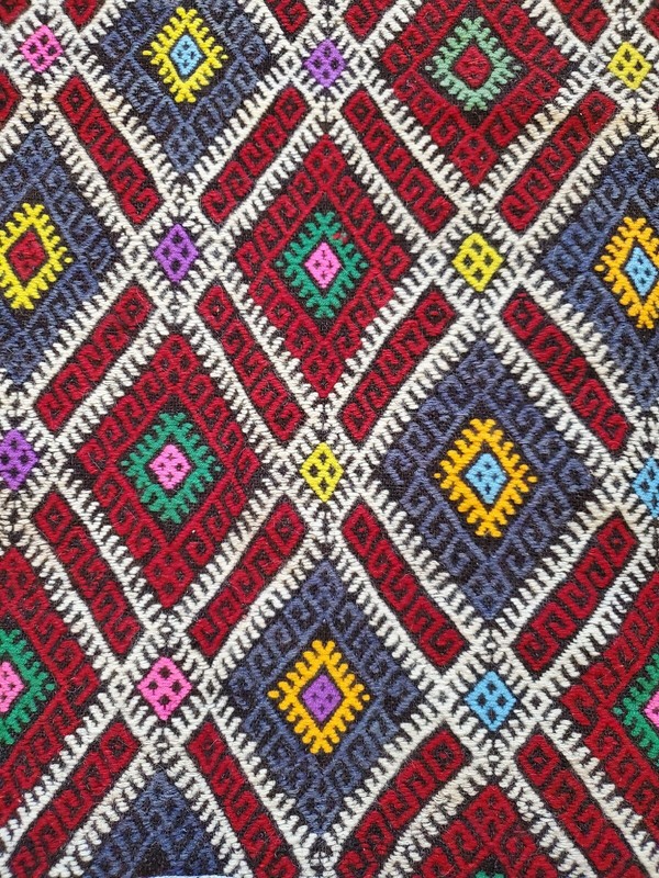 Turkish Goat Hair Rug Kilim Handmade Antolian Cicim Tapestry Carpet 42 x30 gallery