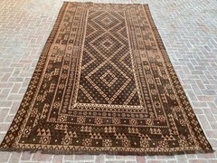 Chocolate Brown 9.8×16.3ft Handmade Afghan Kilim Rug Tribal Flatweave boho rug
