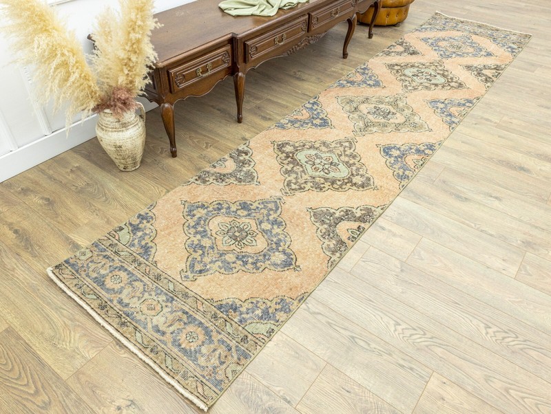 Faded Terracotta Runner, 2.10 x 13 ft, Hallway Rug, Rustic Entry Decor, Low Pile gallery