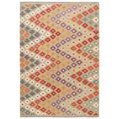 Kelim Afghan 241×164 cm Handwoven Oriental Carpet Rug Wool Gray Kilim