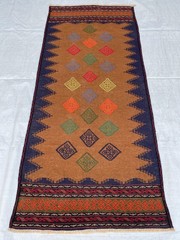 3×7 ft Geometric Afghan Tribal Handwoven Turkmen Sofreh Traditional Handmade Rug