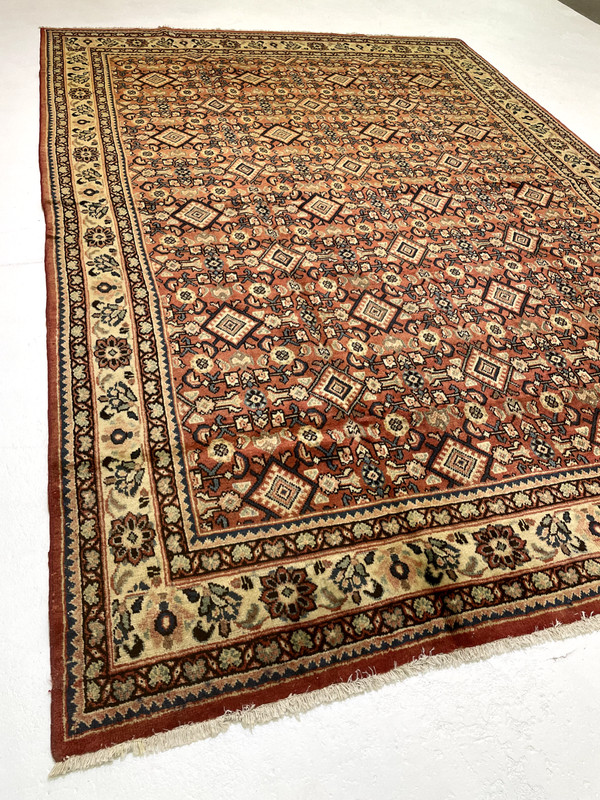 Antique Oriental Hand-Knotted Wool Area Rug Terracotta/Beige/Blue 8'11" x 12'7" gallery