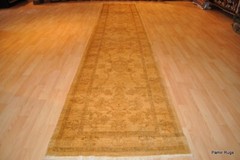 _HAND_MADE_HALL_RUNNER_11 ft LONG Tea washed out beige cream NATURAL WOOL *RUG*