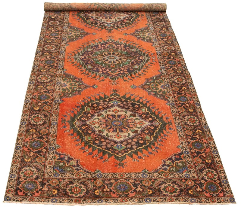 4'11" x 12'6" Vintage Hand-knotted Runner Rug Traditional Oriental Wool Carpet gallery