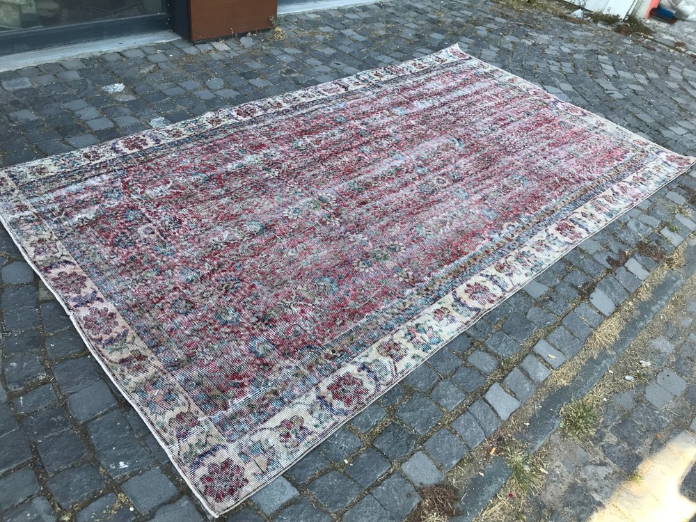 Boho Decor Rug, Oushak Kilim Rug, Turkish Vintage Rug, 5,6 x 10, ft