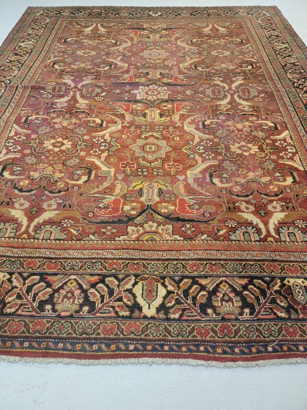 Antique Oriental Hand-Knotted Wool Area Rug Rust/Ivory/Blue/Green 9'5" x 11'2" gallery