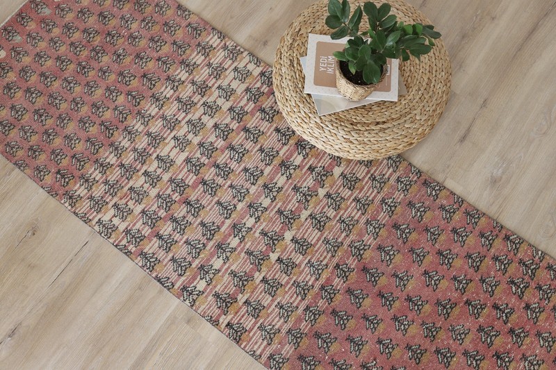 Vintage Turkish Runner 3x9, Handmade Wool Hallway Rug, Wool Anatolian Runner gallery
