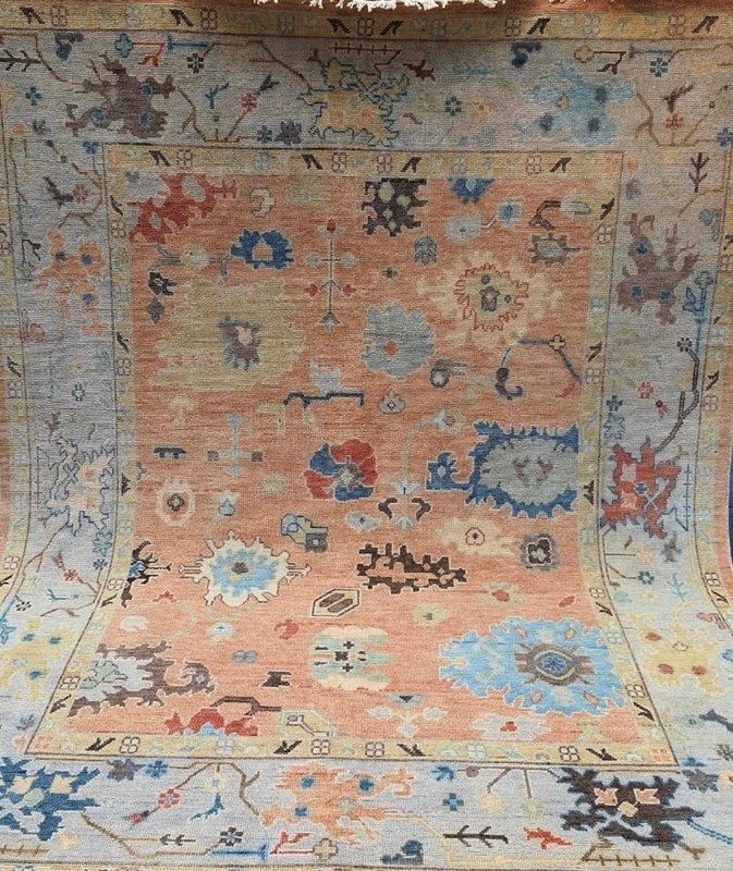 Vintage Turkish Oushak Rug, Beige 9X12 ft, Handmade Wool, Bohemian Anatolian gallery