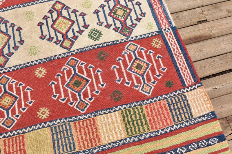 Turkish Vintage Kilim Handwoven 3x5 Cicim Kilim Natural Wool Area Rug 105x180cm gallery