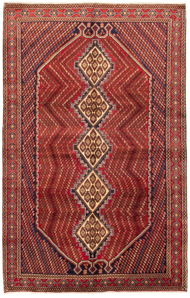 Vintage Hand-Knotted Area Rug 6'9" x 10'11" Traditional Oriental Wool Carpet