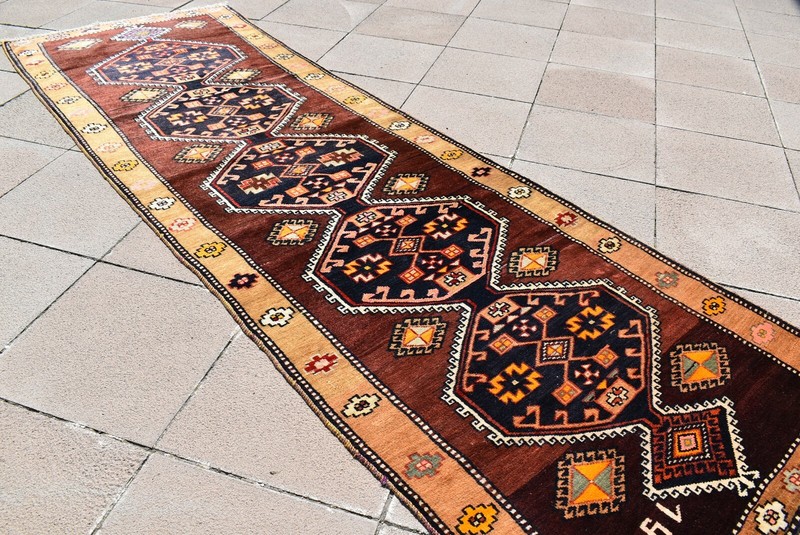 Turkish Rug 36'' x 115'' Vintage Hand-knotted Kurdish Rug Hallway Wool Rug gallery