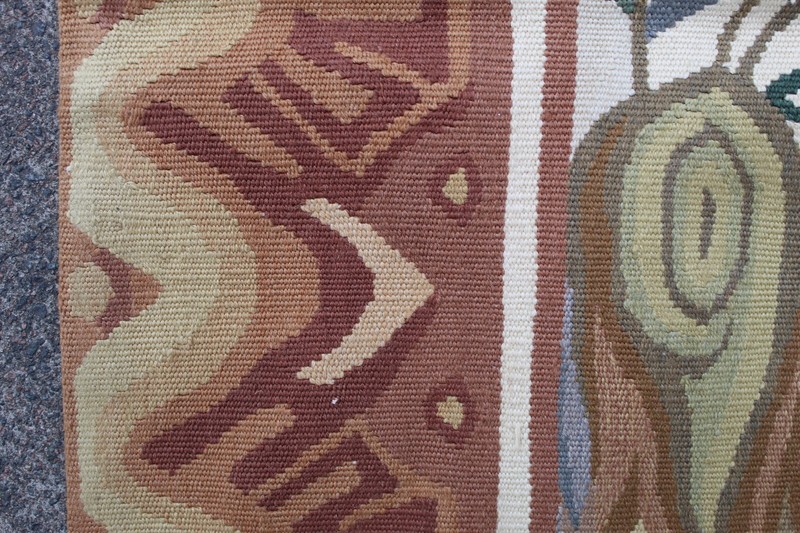 Vintage Hand Made French Design Original Wool Brown Aubusson Tapestry 158X211cm gallery