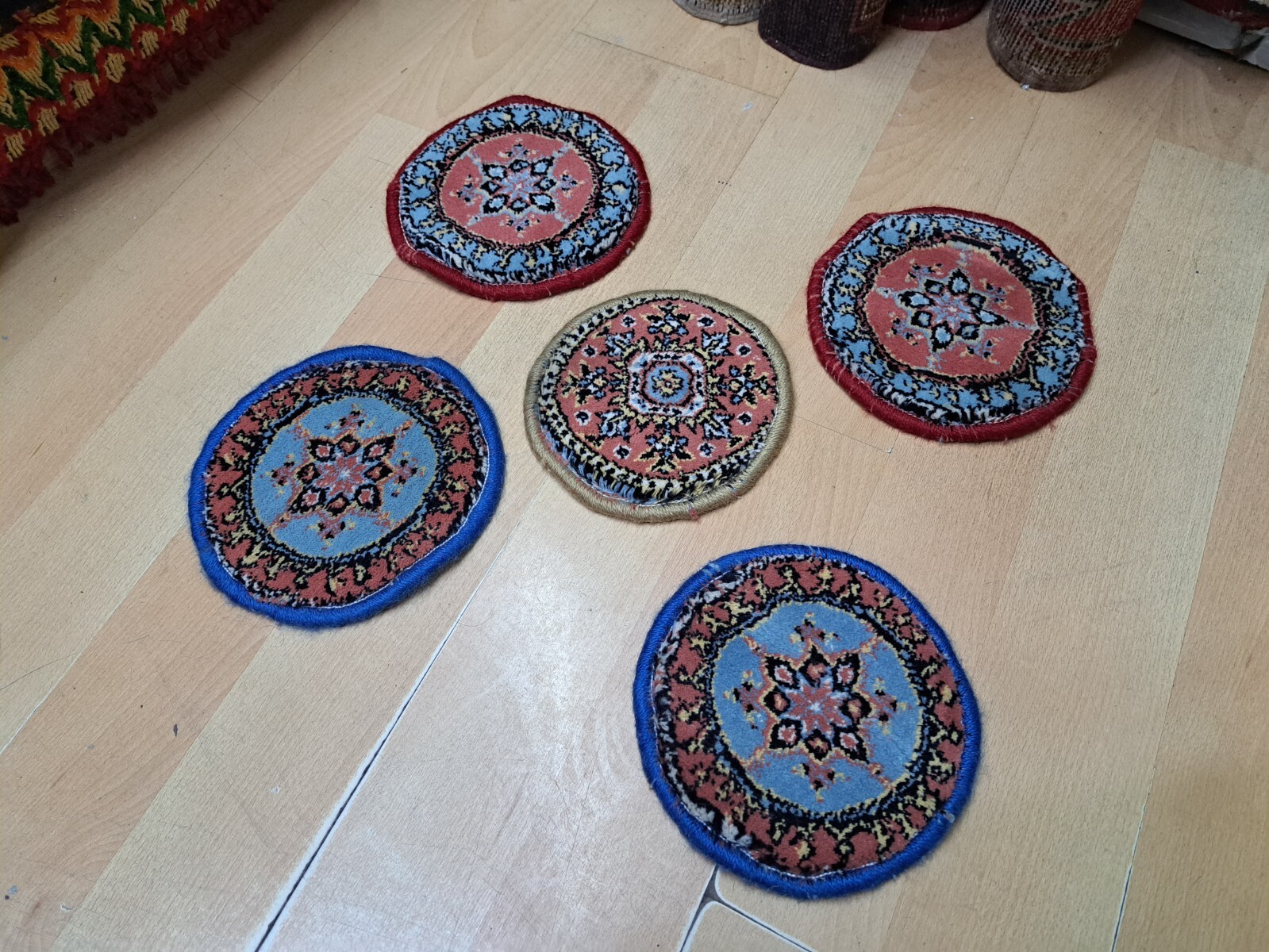 Turkish Rug, Non Stick Rug, Mini Christmast Gift, Under The Pot, 0.7 x 0.7 ft gallery