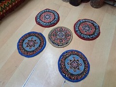 Turkish Rug, Non Stick Rug, Mini Christmast Gift, Under The Pot, 0.7 x 0.7 ft