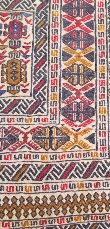 84" x 56", 7' x 4'8" ft Semi-Antique tribal soumak wool kilim rug ~All Wool gallery