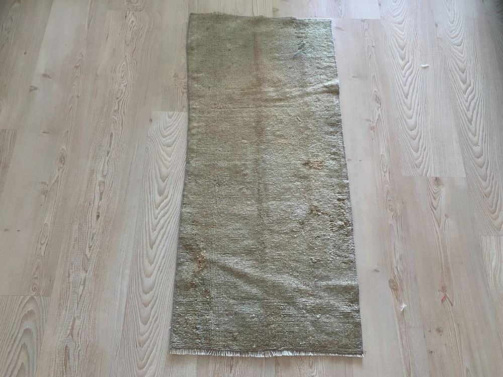 Neutral Flat Weave Small Rug 1.6x3.4 ft Natural Linen Tone Bohemian Doormat