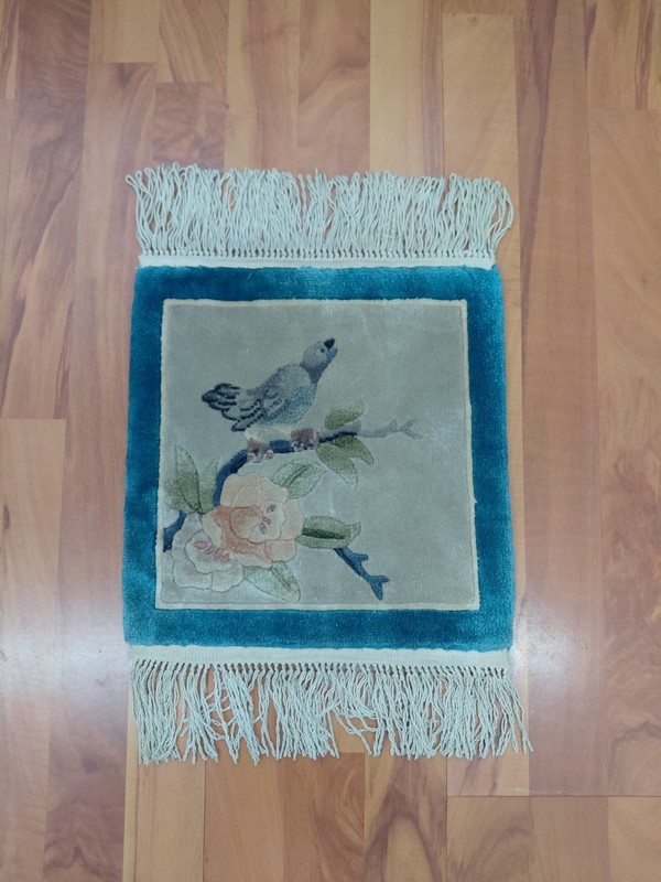 İnterior Design Bird Motif Rug Hand Knotted Bamboo Silk Rug Table RUG gallery