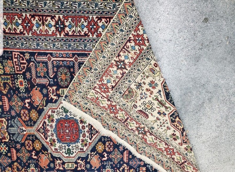 VINTAGE TRIBAL KURDISH RUG WITH ANIMALS AND WOOL FRINGE gallery