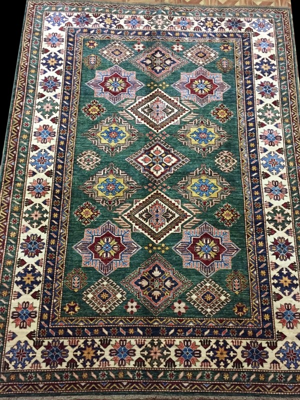 Rug Decorative Handmade Rug 6x8 Super Kazak Durable Kazakh GREEN PIX-28214 gallery