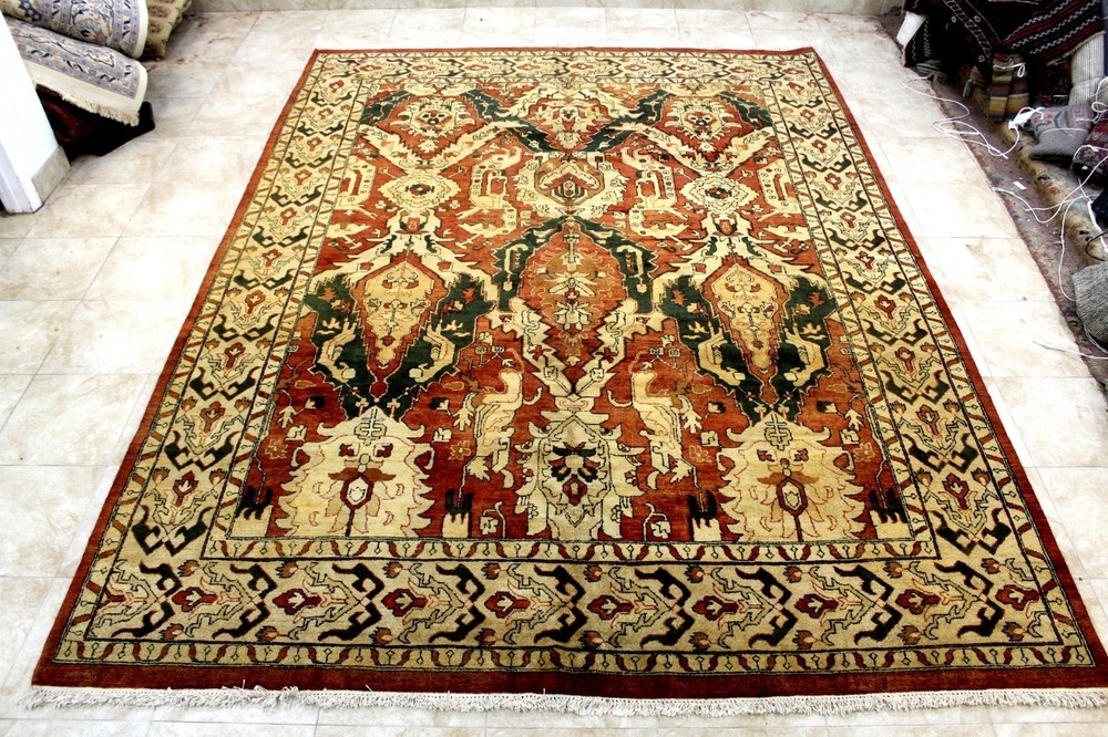 10X14 INCREDIBLE HAND KNOTTED ANTIQUE REPRODUCTION HERIZ SERAPI WOOL TURKISH RUG