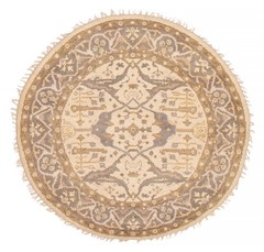 Vintage Ivory Traditional 4’10” x 4’10” Hand-Knotted Oriental Wool Area Rug