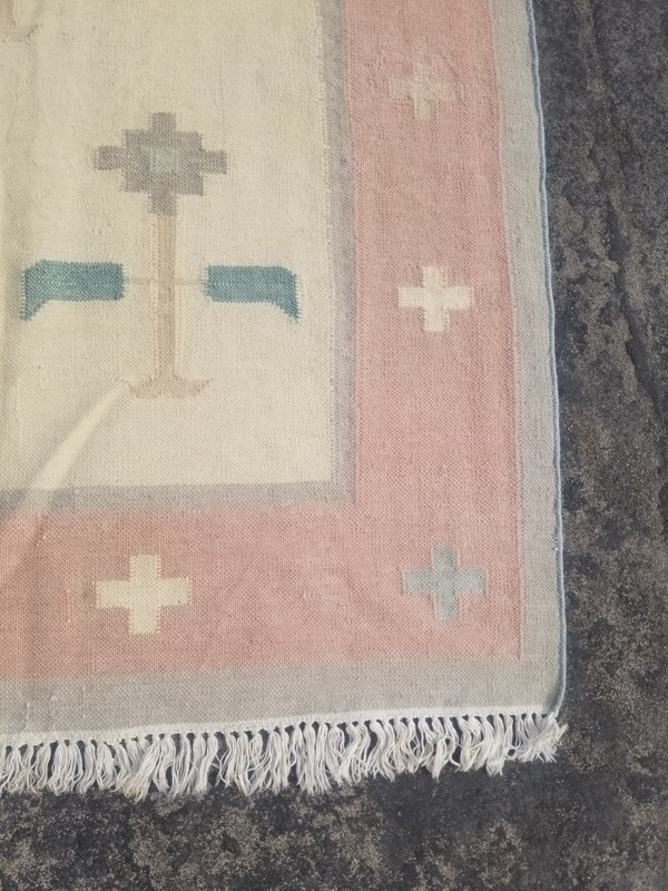 Vintage Traditional Handmade Turkish Scandinavian Wool Kilim Floor Rug 177x122cm gallery