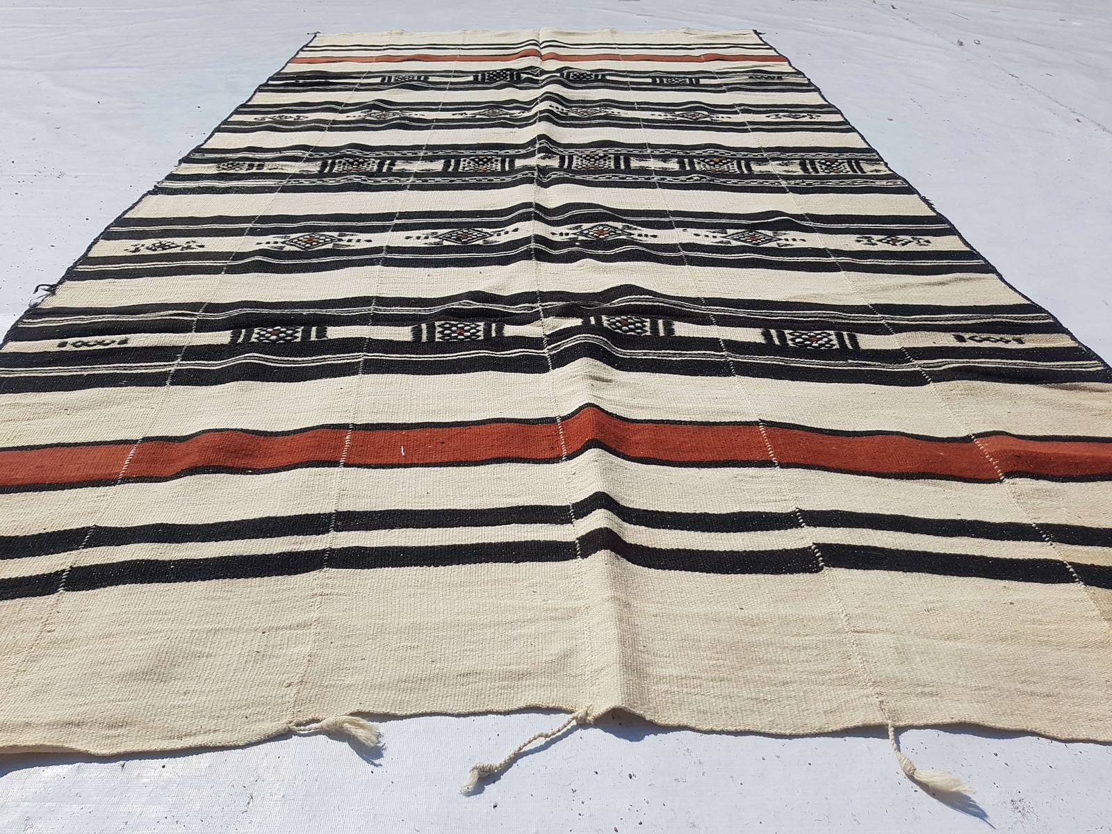 Antique Handmade African Berber Blanket Beautiful Multicolor Kilim Rug 253x132cm gallery