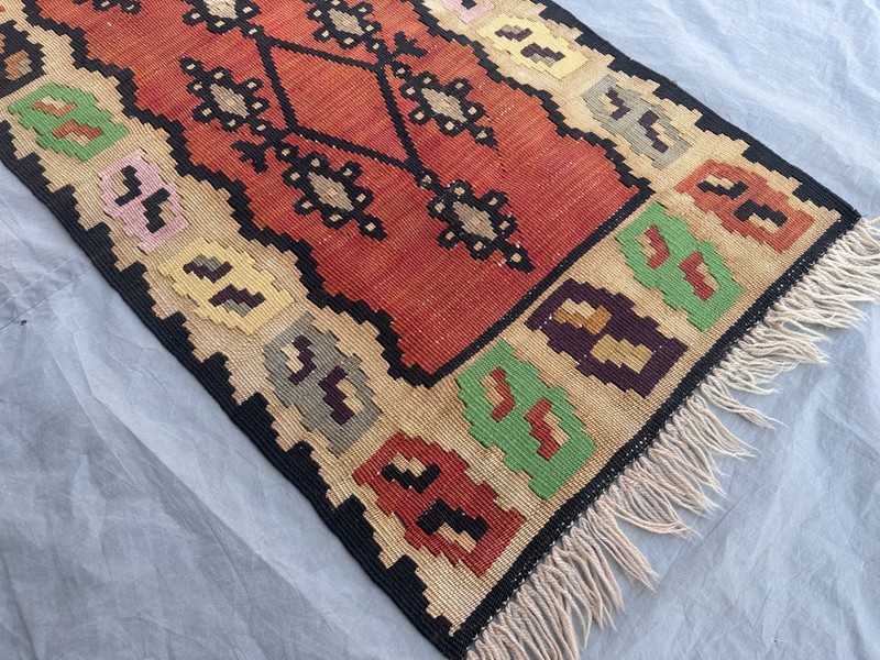 2x6 Vintage Terracotta Faded Afghan Tribal Flat Weave Kilim Oriental Runner Rug gallery