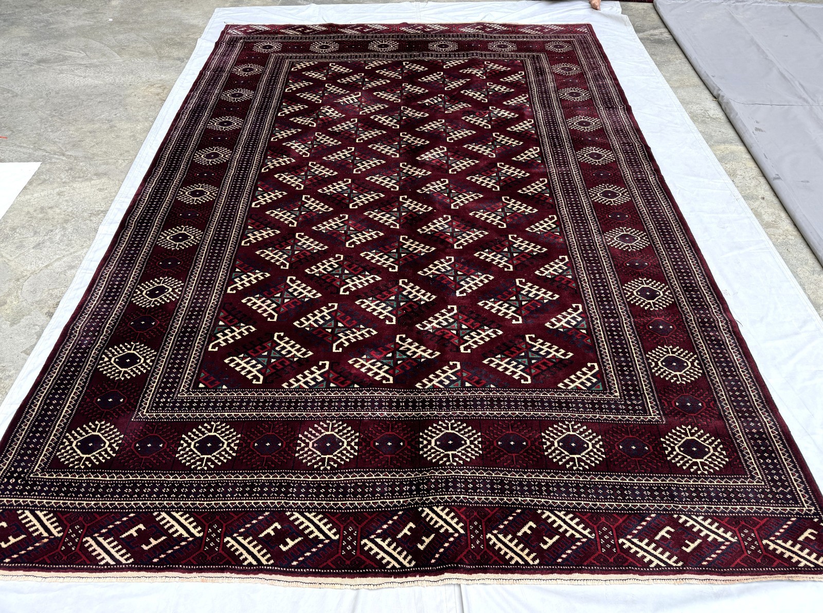 8x12 ft Afghan Hand Knotted Antique Area Rug Turkmen Tribal Geometric Carpet gallery