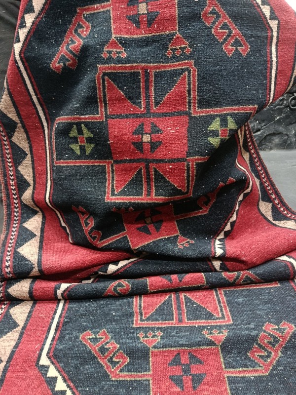 Red Antique Oriental Handmade Runner, 4.1x13ft, Geometric Entryway Runner Rug, gallery