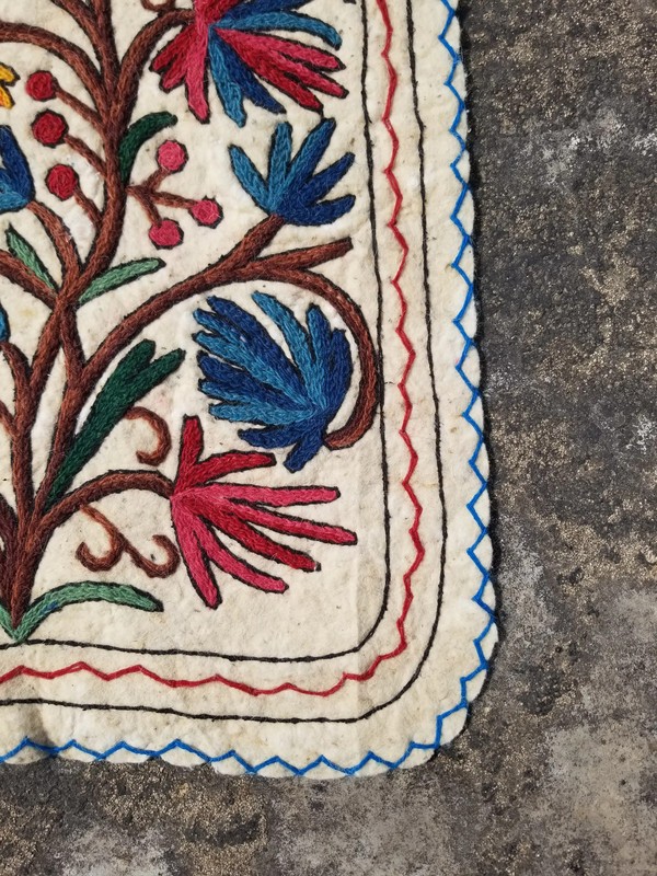 Vintage Handmade Indian Kashmiri Wool Multicolor Namda Runner 5.4x1.9 ft gallery