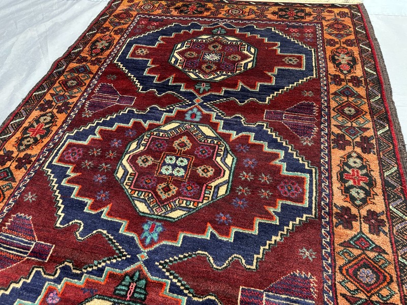 3'10 x 6'6 ft Vintage Afghan Rug Hand Knotted Wool Tribal Geometric Carpet gallery