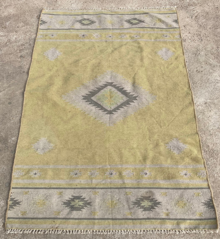 Vintage Traditional Handmade Turkish Geometric Wool Flat Kilim Rug 156x100 cm