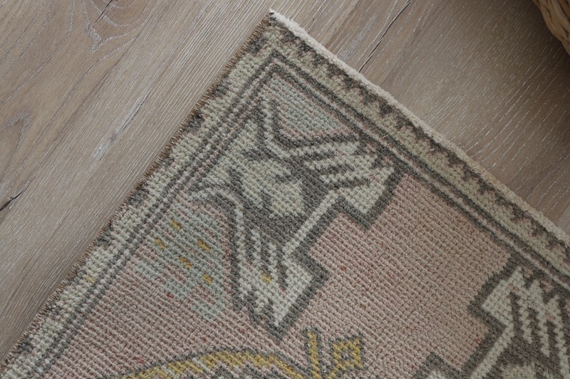 2x3 Vintage Oushak Rug, Hand Knotted Wool Turkish Small Area Mat Anatolian gallery