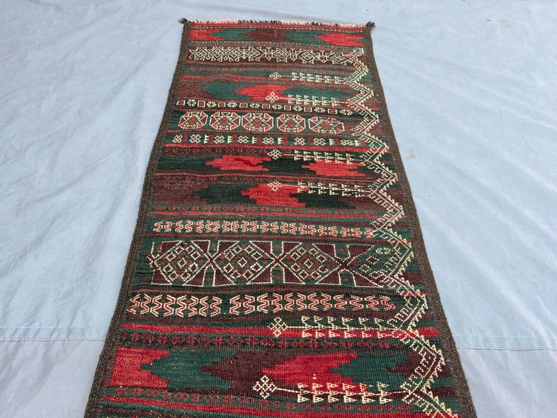 2 X 9 ft Vintage Stunning Full Embroidery Tribal Maldari Sistan Soumak Runner gallery