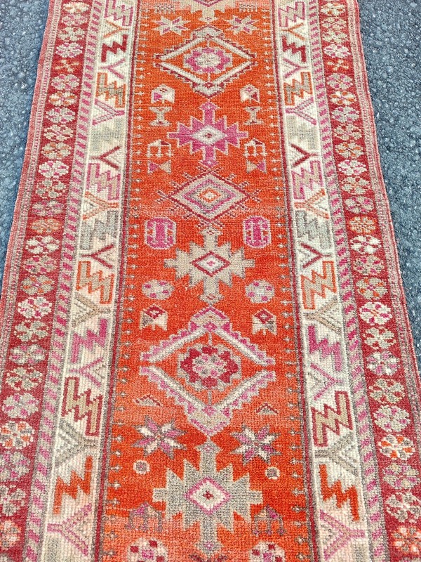 3x14 Ft Antique rug Colorful, Turkish runner 3x14 vintage, Heriz rug, Herki rug gallery