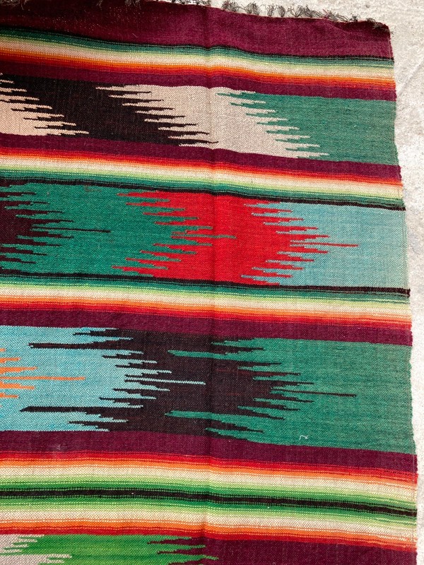 Vintage Handmade Traditional Chimayo Sarape Kilim Floor Rug Carpet 190x141 cm gallery