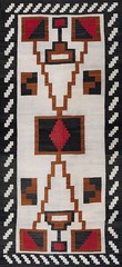 3’x7′ Antique Native American Navajo Geometric Design Ivory Color Rug