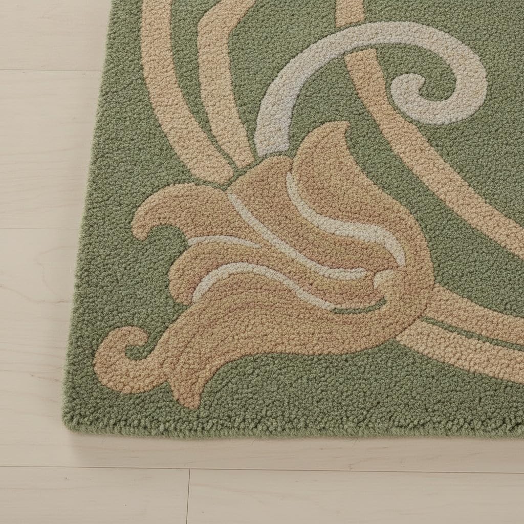 Hand-Tufted Floral Wool Area Rug Botanical Pattern Decorative Carpet for Home gallery
