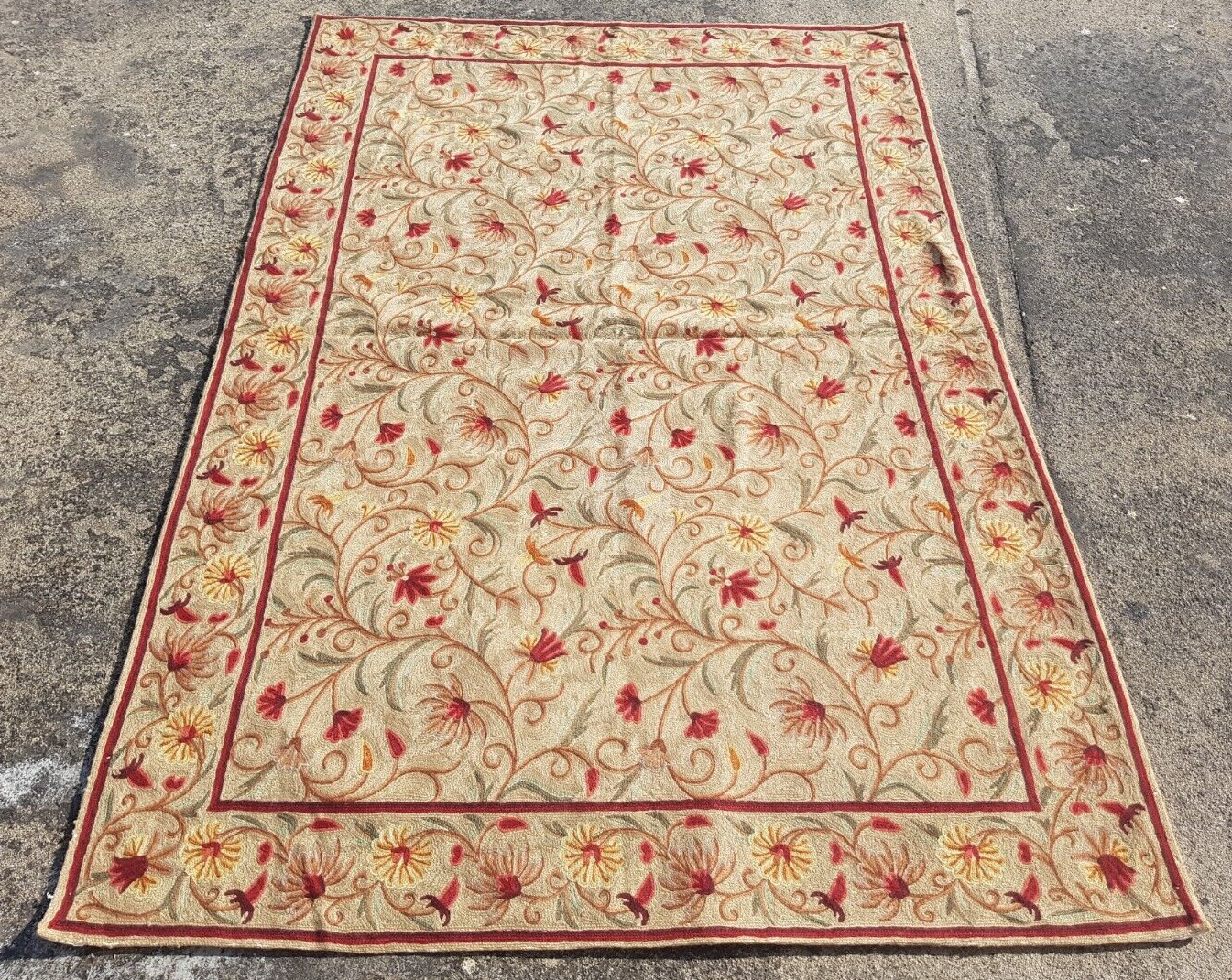 Vintage Hand Woven Traditional Kashmiri Multicolor Kilim Rug Carpet 185x122 cm gallery