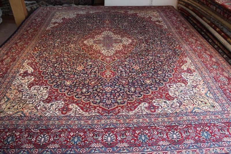 Fine Quality Handmade Tabrz Design Wool Rug dark blue navy medallion design 8x10 gallery