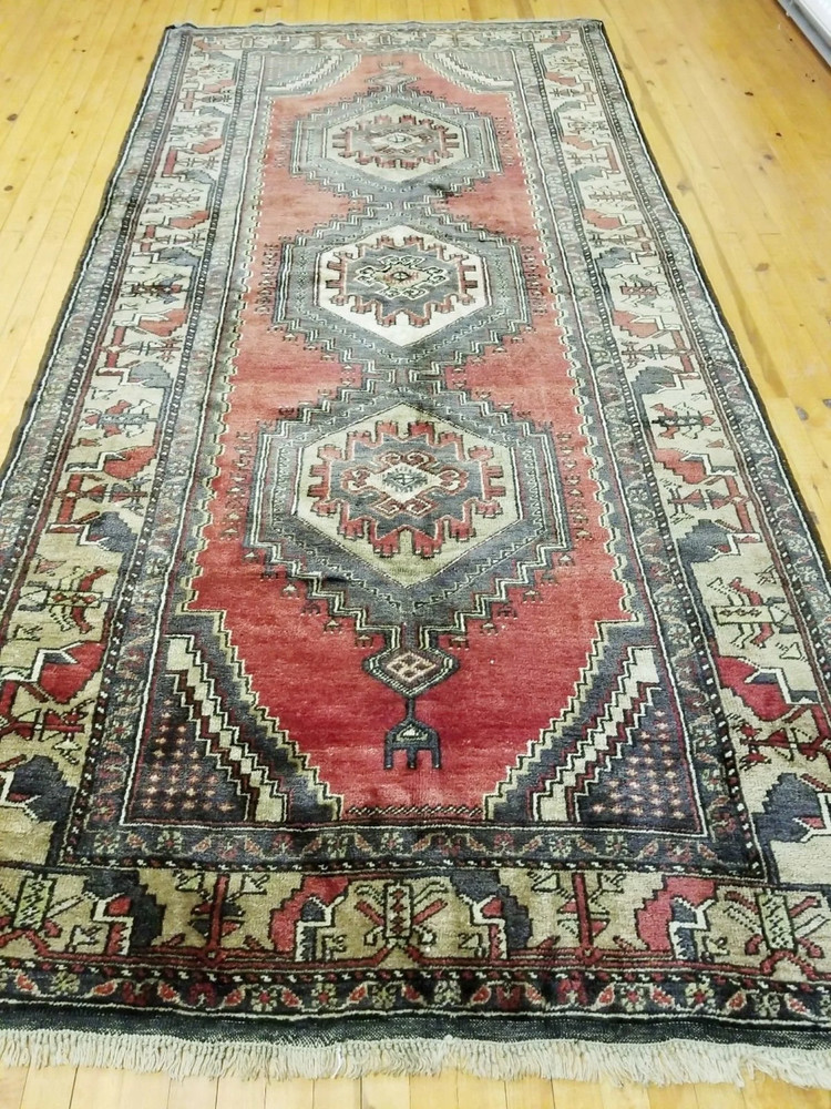 Exclusive Antique Cr1930-1939s Wool Pile Tribal Rug 4’6”x 9’3”