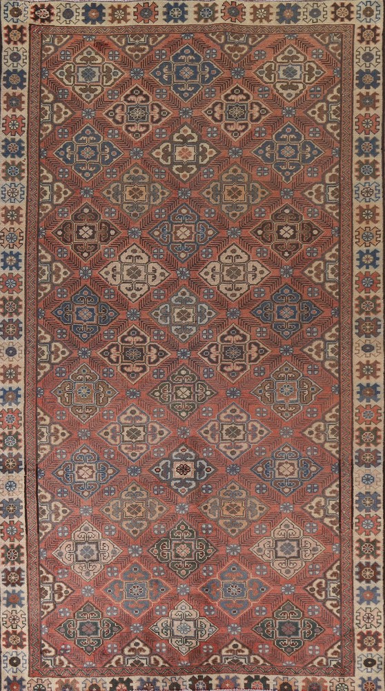 Hand-Knotted Tribal Pink Wool Carpet Geometric Oriental Area Rug 5x10 Ft