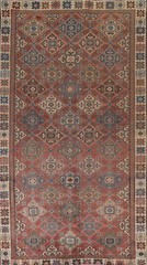 Hand-Knotted Tribal Pink Wool Carpet Geometric Oriental Area Rug 5×10 Ft