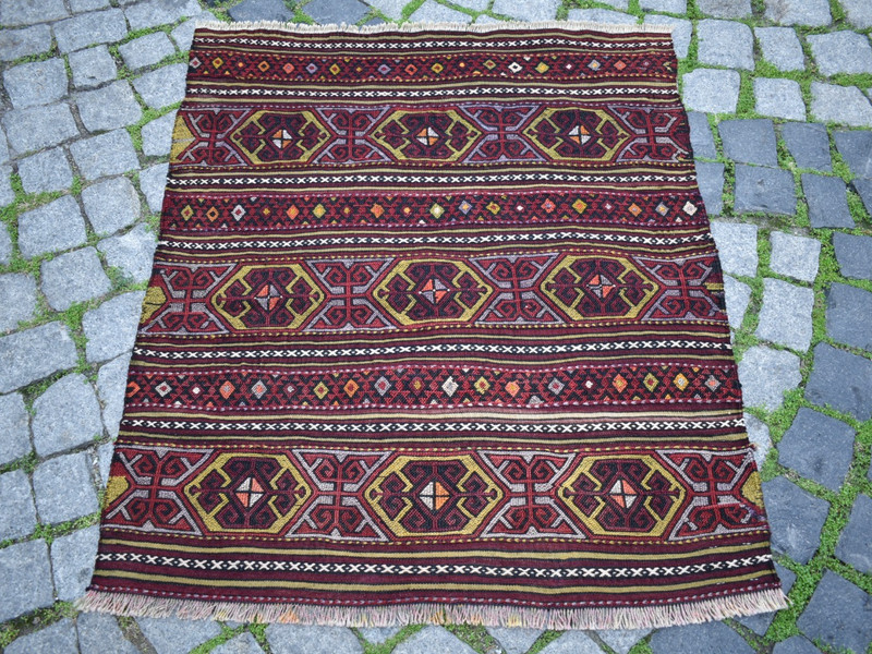 Turkish Rug 36'' x 41'' Vintage Soumak Rug Home Decor Rug Rare Size Wool Rug gallery