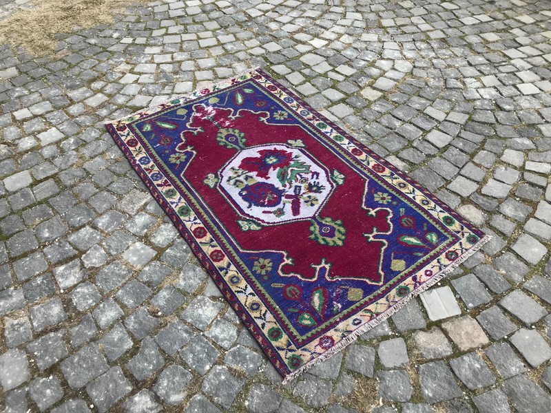 Turkish Antique rug Bohemian Area rug Oushak rug Vintage Rug Handmade Wool rug gallery