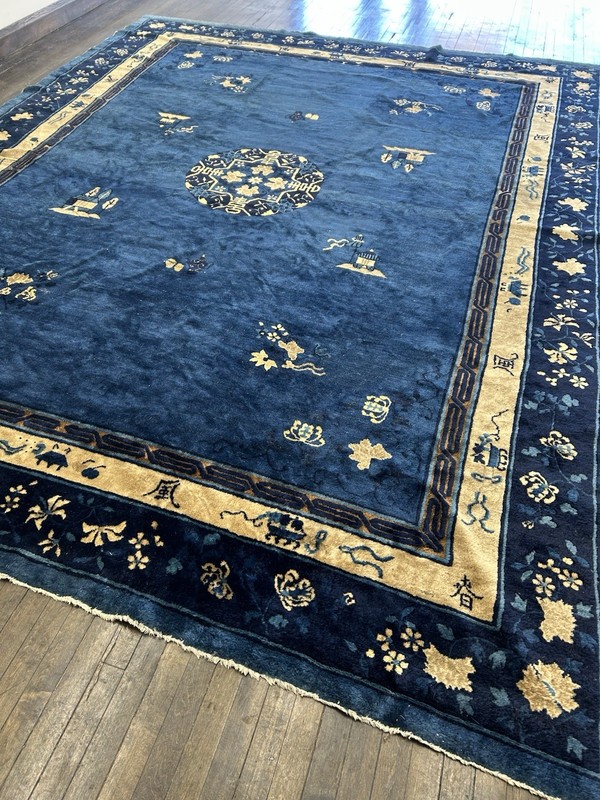 Antique Handmade Chinese Peking Carpet C. 1900 Remarkable Piece 11’11 X 12’9 gallery