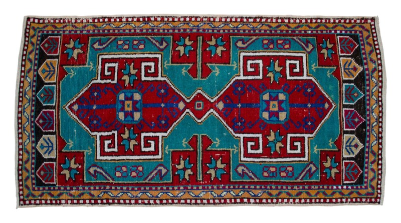 Vintage Turkish Rug Handmade Small Rug, Wool Doormat, Kitchen Rug, 2x4 ft approx gallery